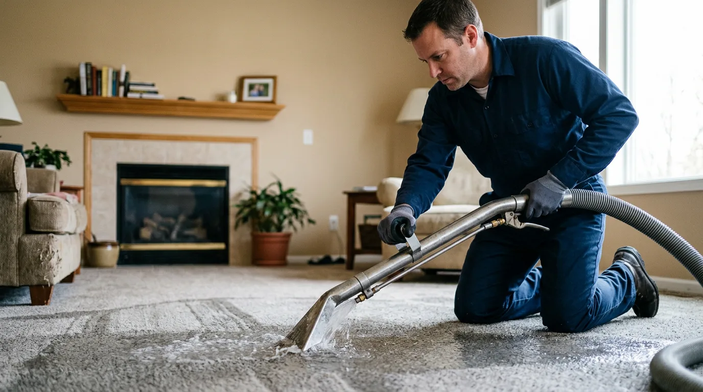 Water damage restoration technician working near Dennard, AR